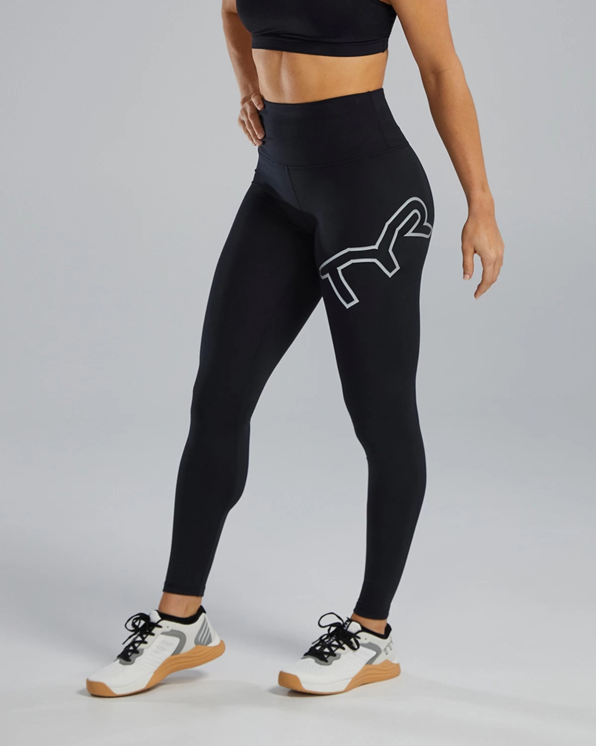 TYR Base Kinetic™ Women's High-Rise Full Length Logo Leggings - Solid 3 TYR Base Kinetic™ Women's High-Rise Full Length Logo Leggings - Solid - Image 3