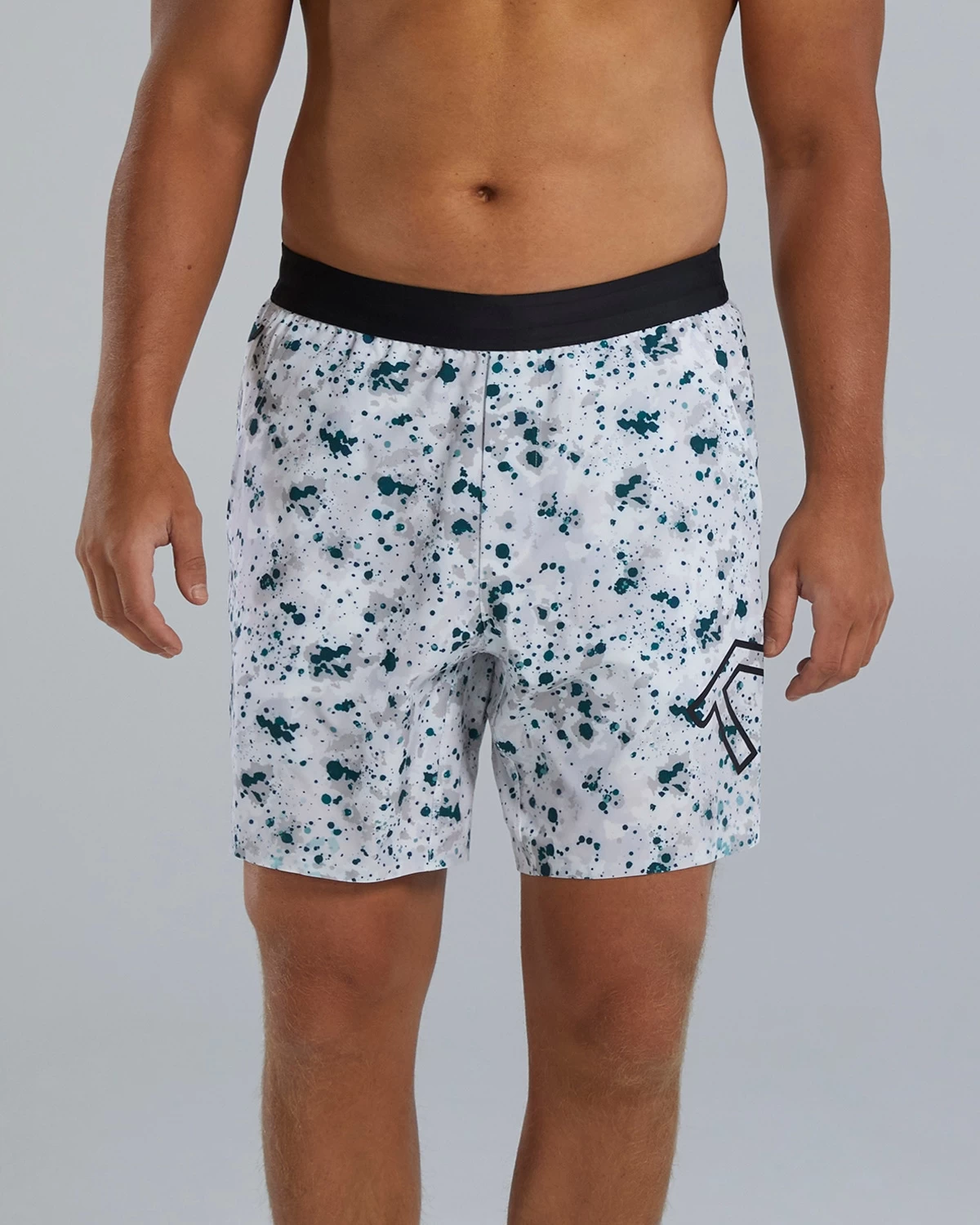 TYR Hydrosphere™ Men's Lined 7" Unbroken Big Logo Shorts - Fleck 1 TYR Hydrosphere™ Men's Lined 7" Unbroken Big Logo Shorts - Fleck
