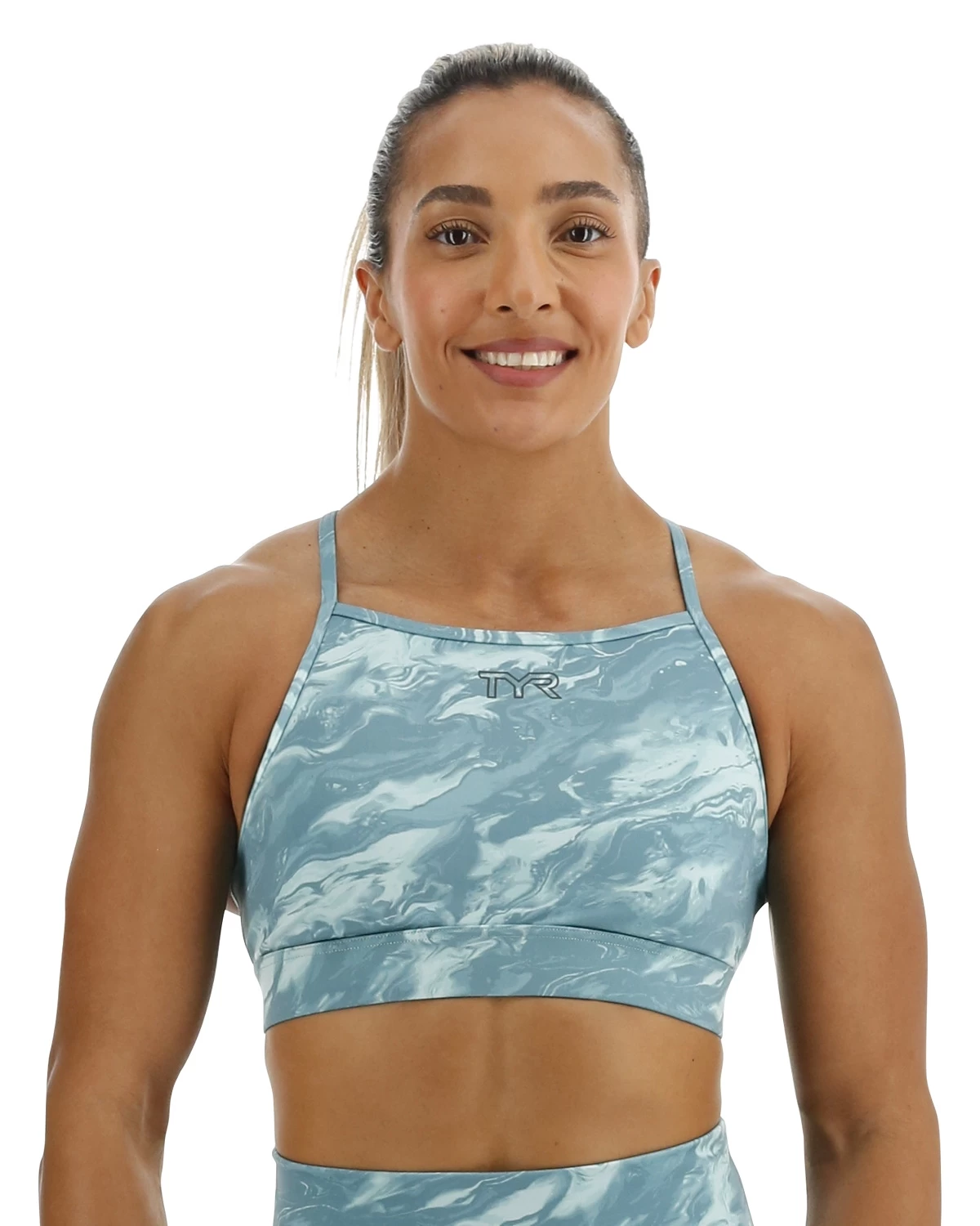 TYR Base Kinetic™ Women's High Neck Sports Bra - Aqueous 1 TYR Base Kinetic™ Women's High Neck Sports Bra - Aqueous