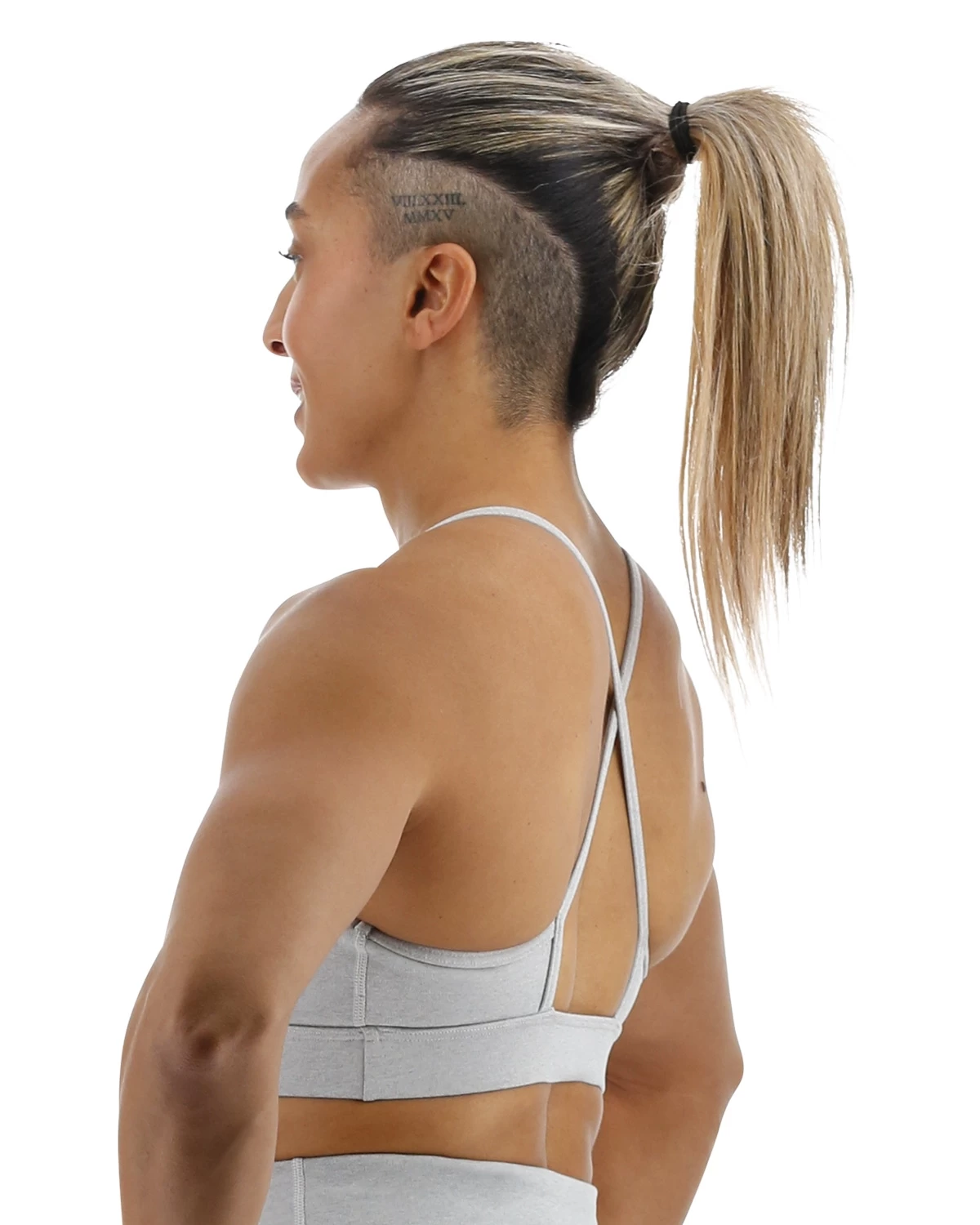 TYR Base Kinetic™ Women's High Neck Big Logo Sports Bra - Heather 4 TYR Base Kinetic™ Women's High Neck Big Logo Sports Bra - Heather - Image 4