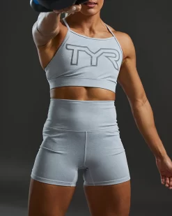 TYR Base Kinetic™ Women's High Neck Big Logo Sports Bra - Heather 17 TYR Base Kinetic™ Women's High Neck Big Logo Sports Bra - Heather -Tyr FGHSHL3A 254 alt07