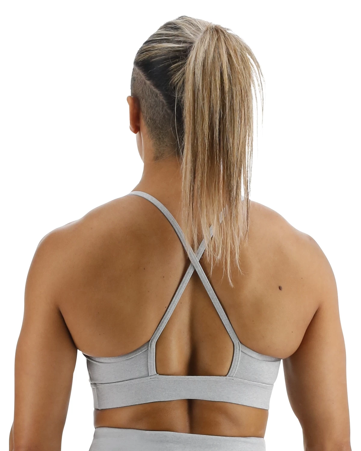 TYR Base Kinetic™ Women's High Neck Big Logo Sports Bra - Heather 2 TYR Base Kinetic™ Women's High Neck Big Logo Sports Bra - Heather - Image 2
