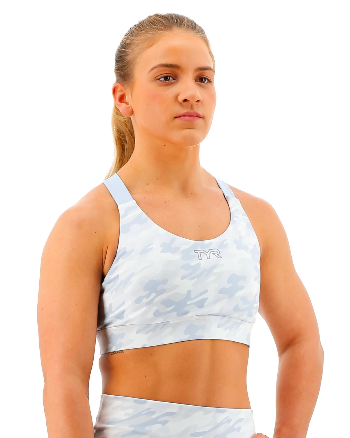 TYR Base Kinetic™ Women's Crossback Sports Bra - Whiteout Camo 6 TYR Base Kinetic™ Women's Crossback Sports Bra - Whiteout Camo - Image 6