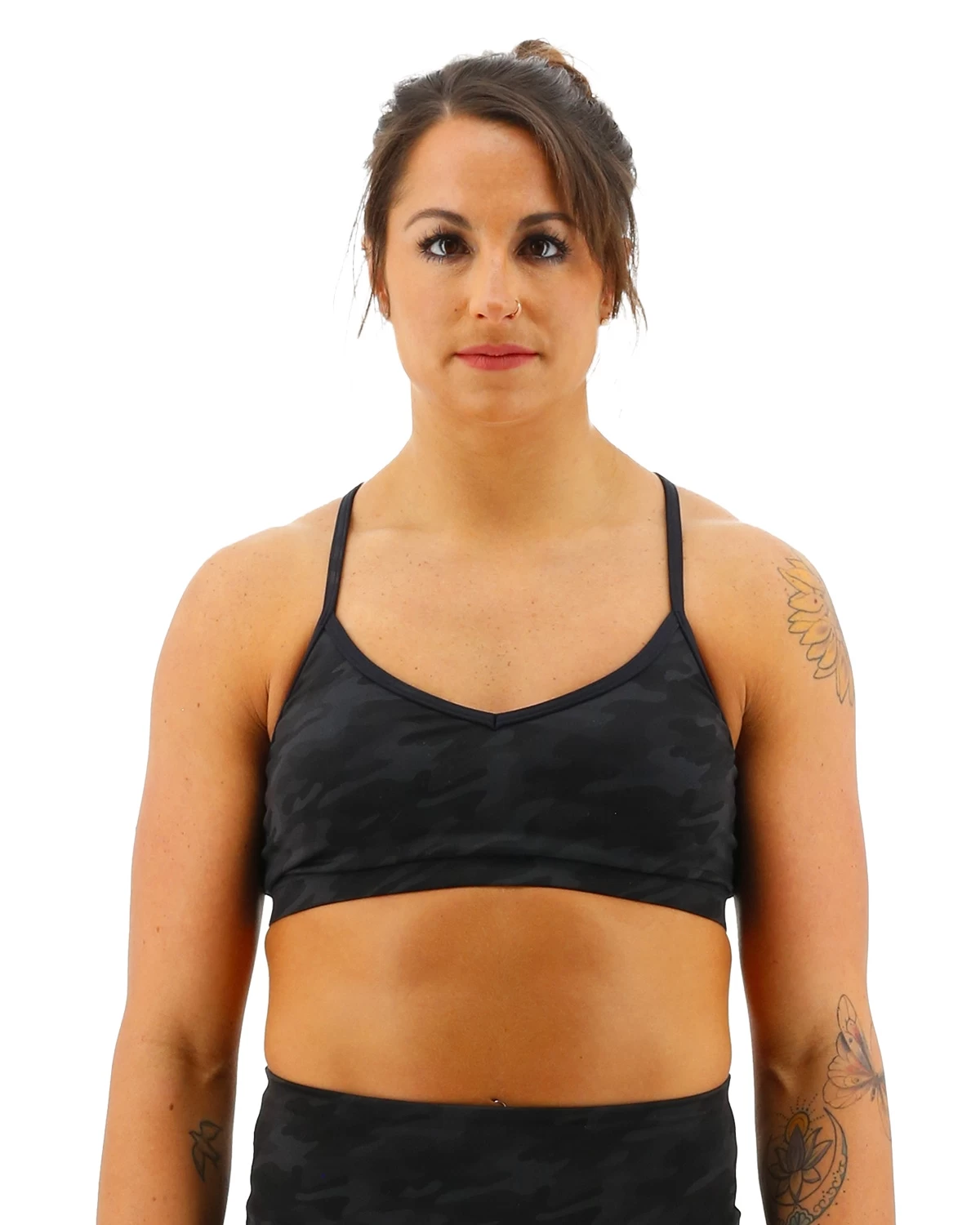 TYR Base Kinetic™ Women's V-Neck Sports Bra - Blackout Camo 1 TYR Base Kinetic™ Women's V-Neck Sports Bra - Blackout Camo