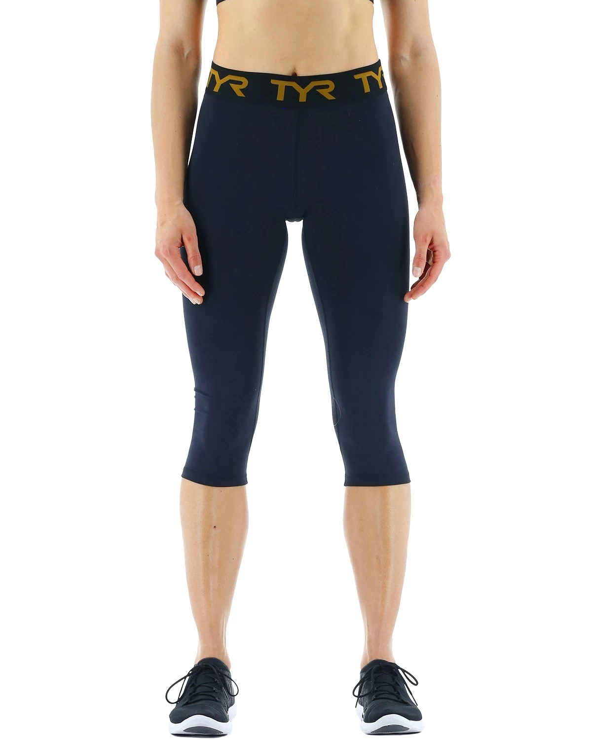 TYR Base Kinetic™ Women's Mid-Rise Logo Leggings - Solid 1 TYR Base Kinetic™ Women's Mid-Rise Logo Leggings - Solid