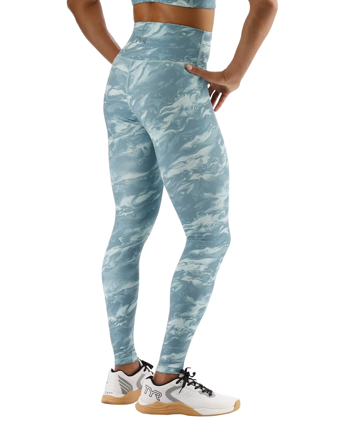 TYR Base Kinetic™ Women's High-Rise Full Length Leggings - Aqueous 5 TYR Base Kinetic™ Women's High-Rise Full Length Leggings - Aqueous - Image 5