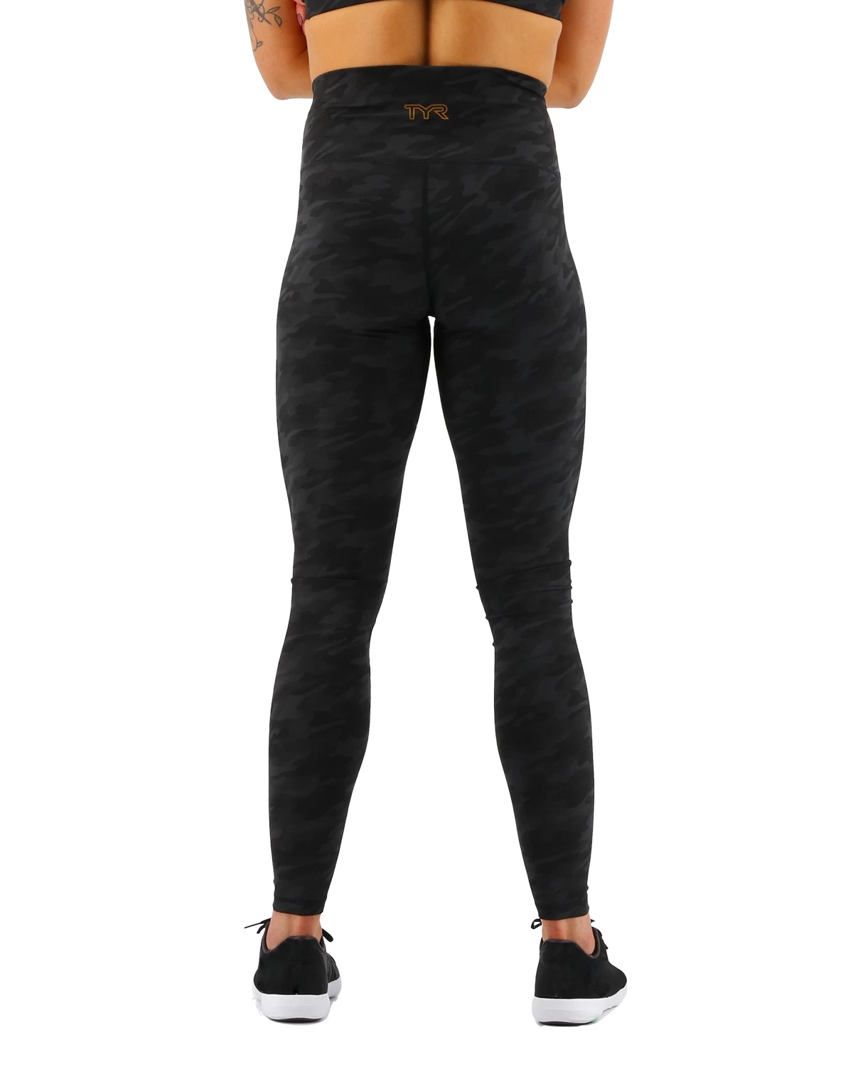 TYR Base Kinetic™ Women's High-Rise Full Length Leggings- Blackout Camo 2 TYR Base Kinetic™ Women's High-Rise Full Length Leggings- Blackout Camo - Image 2