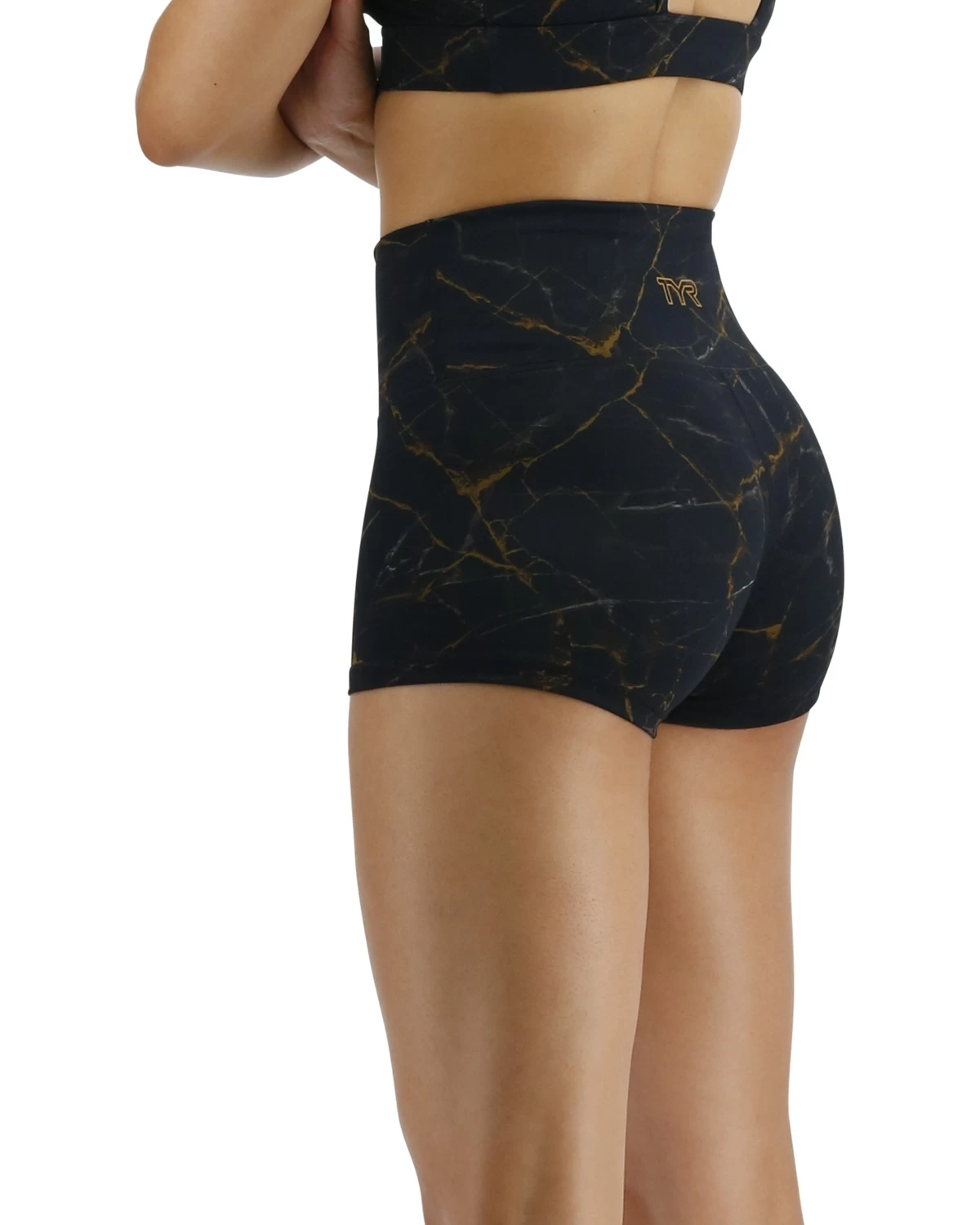 TYR Base Kinetic™ Women's High-Rise 2" Logo Short - Goldstone 4 TYR Base Kinetic™ Women's High-Rise 2" Logo Short - Goldstone - Image 4