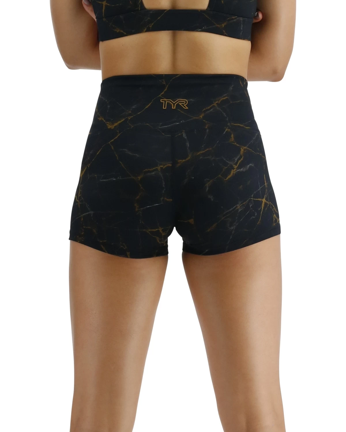 TYR Base Kinetic™ Women's High-Rise 2" Logo Short - Goldstone 2 TYR Base Kinetic™ Women's High-Rise 2" Logo Short - Goldstone - Image 2