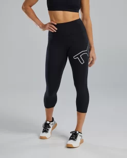 TYR Base Kinetic™ Women's High-Rise 3/4 Logo Leggings - Solid