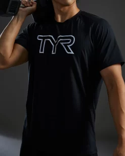 TYR ClimaDry™ Men's Raglan Big Logo Tech Tee - Solid -Tyr MPTRSL3A 001 alt07