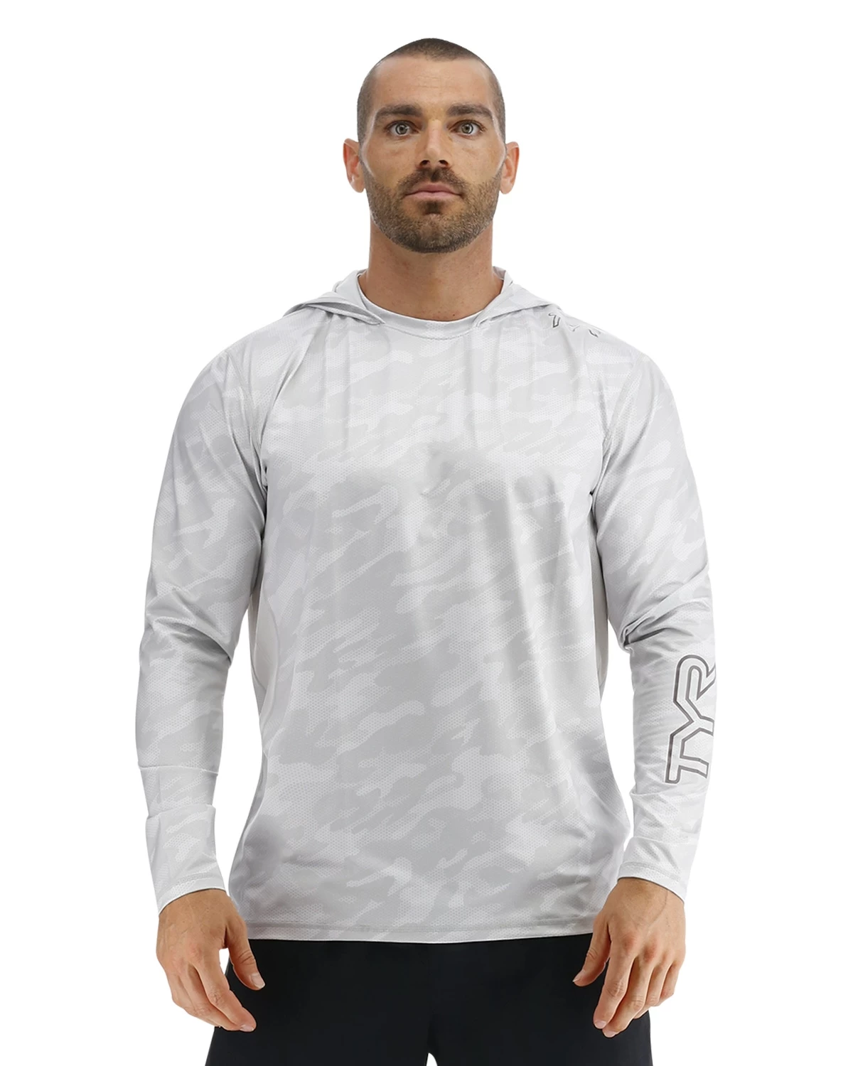 TYR SunDefense™ Men's Vented Hooded Shirt - Camohex 1 TYR SunDefense™ Men's Vented Hooded Shirt - Camohex