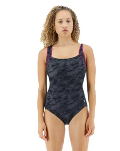TYR Durafast EliteĀ® Women's Square Neck Controlfit Swimsuit - Blackout Camo