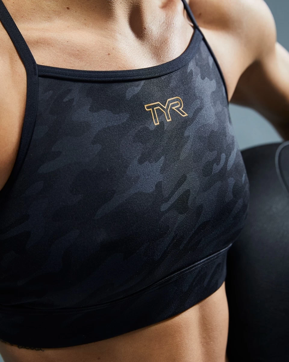 TYR Base Kinetic™ Women's High Neck Sports Bra - Blackout Camo 9 TYR Base Kinetic™ Women's High Neck Sports Bra - Blackout Camo - Image 9