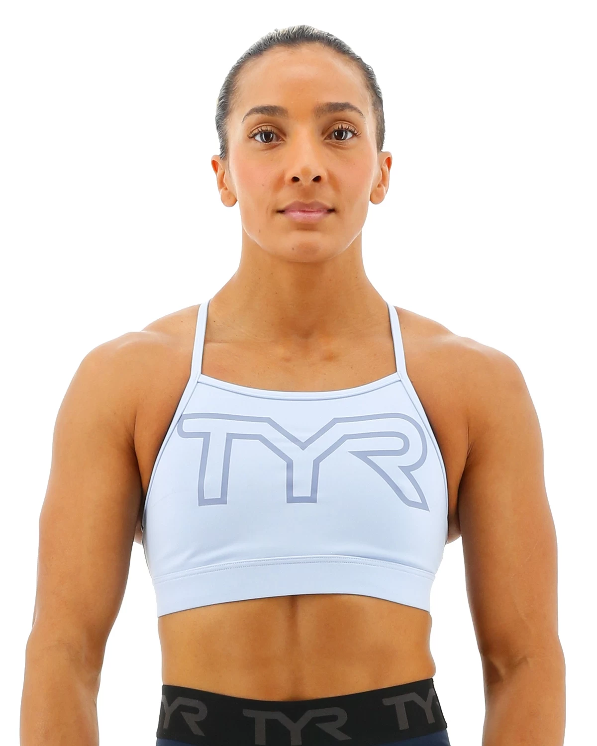 TYR Base Kinetic™ Women's High Neck Big Logo Sports Bra - Solid 1 TYR Base Kinetic™ Women's High Neck Big Logo Sports Bra - Solid