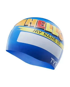 TYR Youth Silicone Swim Cap - Hello My Name Is
