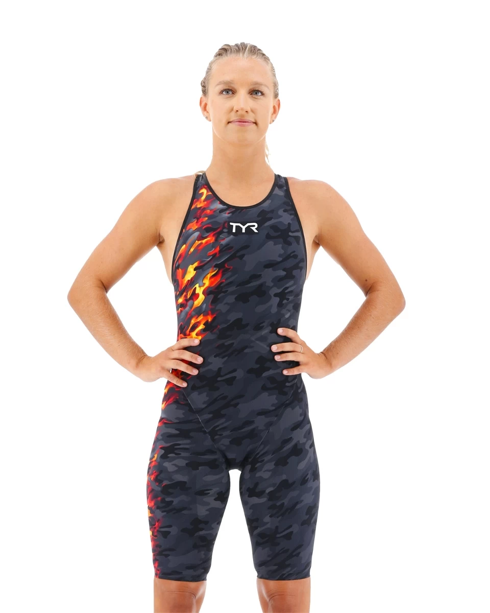 TYR Women's Venzo™ Closed Back Swimsuit - Camo Fire 1 TYR Women's Venzo™ Closed Back Swimsuit - Camo Fire