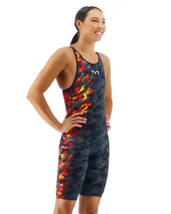 TYR Women's Venzo™ Open Back Swimsuit - Camo Fire -Tyr vzcfob6a 937 alt05